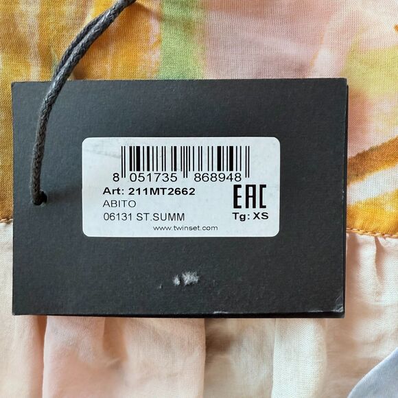 NWT TWINSET Actitude Hamal Cotton Muslin Wrap Style Watercolor Dress XS - Picture 10 of 16